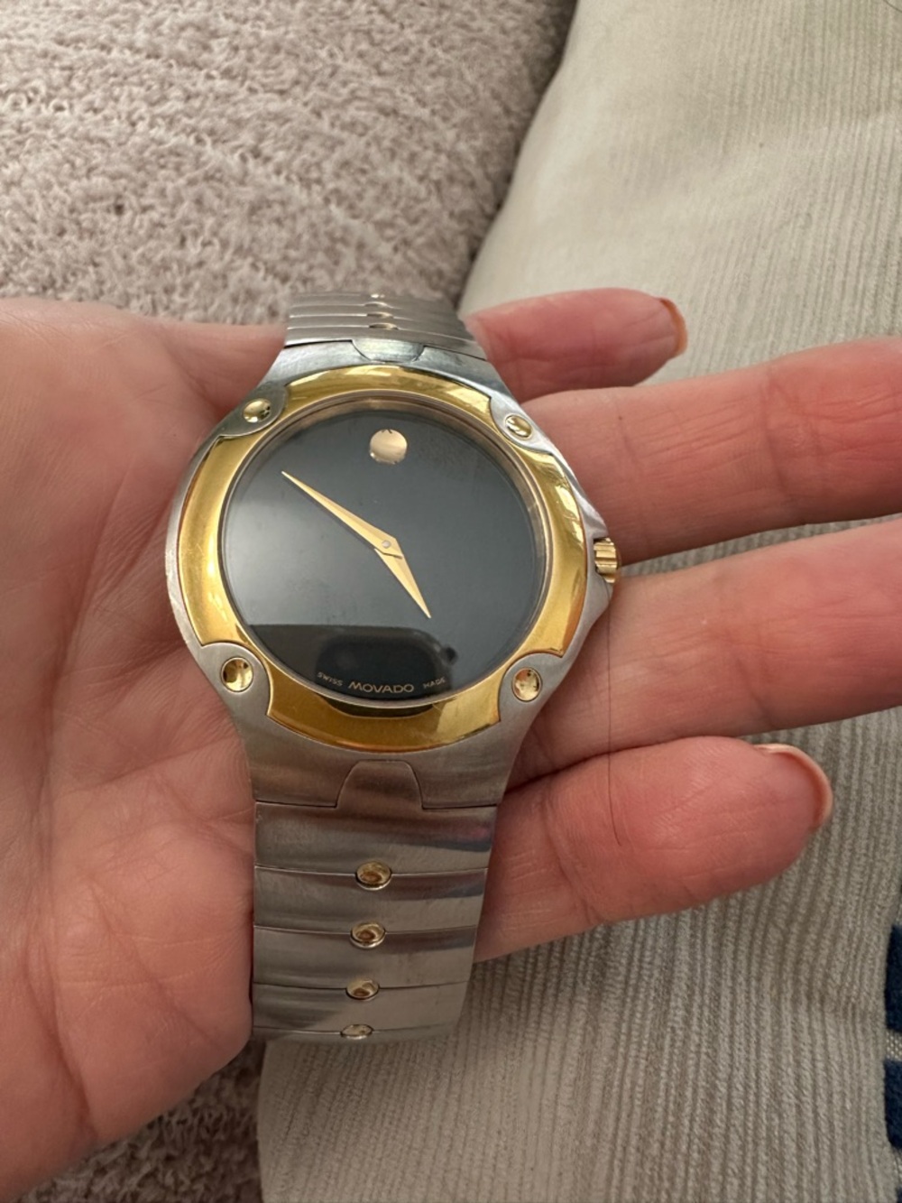 Movado Men’s Sports Edition Two-Tone Silver and Gold Watch with Black Dial